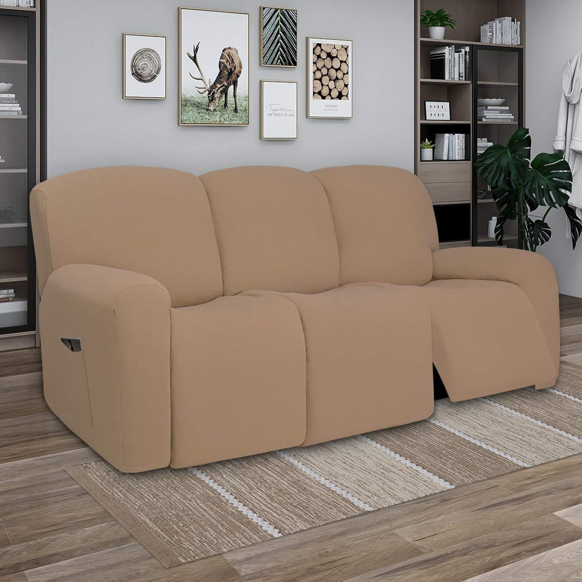 Stretch Couch Covers for Sofa Large Sofa Slipcovers Dark Gray | 1-Piece Spandex Couch cover Soft Couch protector, Sofa cover Washable with Non Skid Foam and Elastic Bottom for Kids, Dogs