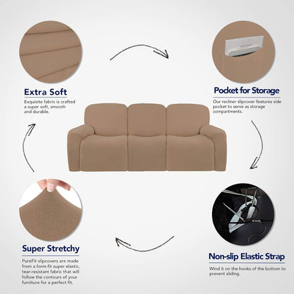 Stretch Couch Covers for Sofa Large Sofa Slipcovers Dark Gray | 1-Piece Spandex Couch cover Soft Couch protector, Sofa cover Washable with Non Skid Foam and Elastic Bottom for Kids, Dogs