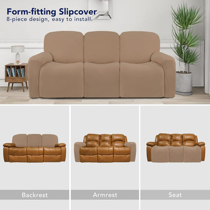 Stretch Couch Covers for Sofa Large Sofa Slipcovers Dark Gray | 1-Piece Spandex Couch cover Soft Couch protector, Sofa cover Washable with Non Skid Foam and Elastic Bottom for Kids, Dogs