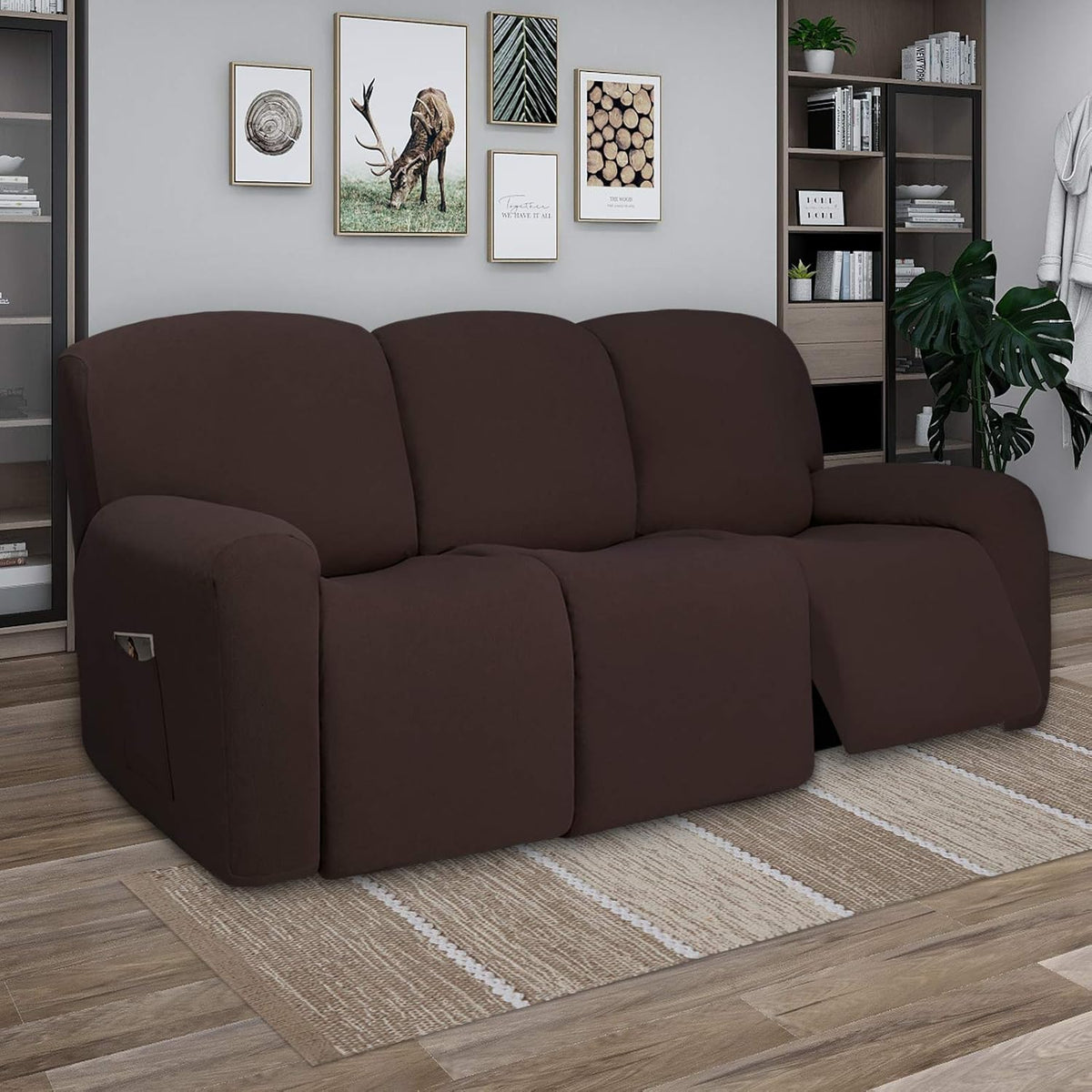 Stretch Couch Covers for Sofa Large Sofa Slipcovers Dark Gray | 1-Piece Spandex Couch cover Soft Couch protector, Sofa cover Washable with Non Skid Foam and Elastic Bottom for Kids, Dogs