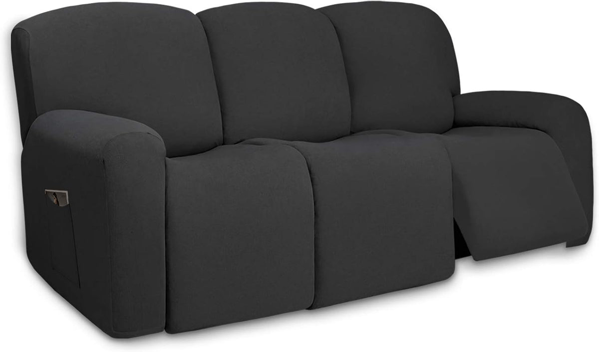 Stretch Couch Covers for Sofa Large Sofa Slipcovers Dark Gray | 1-Piece Spandex Couch cover Soft Couch protector, Sofa cover Washable with Non Skid Foam and Elastic Bottom for Kids, Dogs