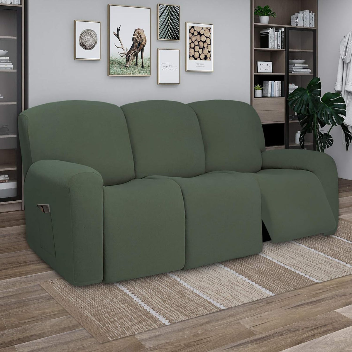 Stretch Couch Covers for Sofa Large Sofa Slipcovers Dark Gray | 1-Piece Spandex Couch cover Soft Couch protector, Sofa cover Washable with Non Skid Foam and Elastic Bottom for Kids, Dogs