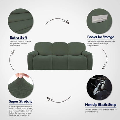 Stretch Couch Covers for Sofa Large Sofa Slipcovers Dark Gray | 1-Piece Spandex Couch cover Soft Couch protector, Sofa cover Washable with Non Skid Foam and Elastic Bottom for Kids, Dogs