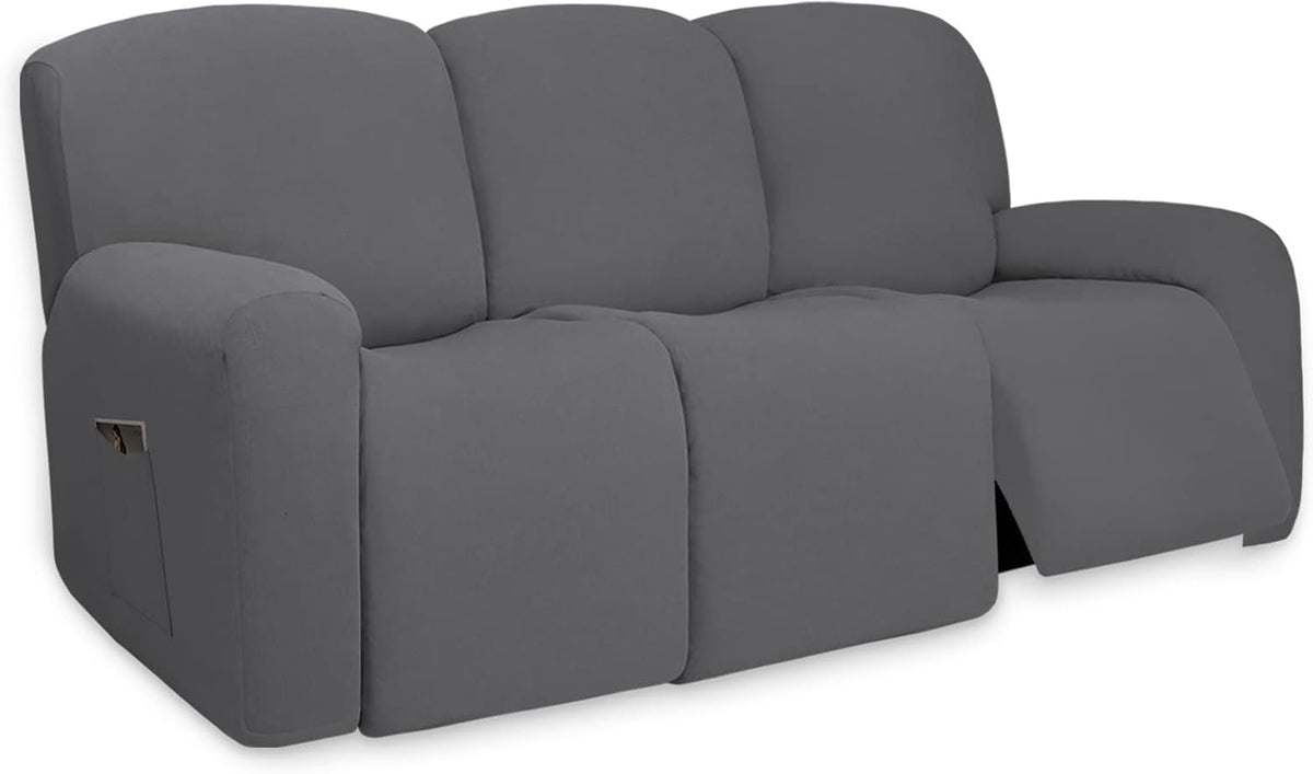 Stretch Couch Covers for Sofa Large Sofa Slipcovers Dark Gray | 1-Piece Spandex Couch cover Soft Couch protector, Sofa cover Washable with Non Skid Foam and Elastic Bottom for Kids, Dogs