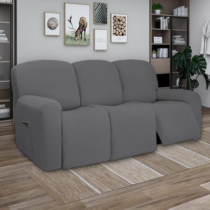 Stretch Couch Covers for Sofa Large Sofa Slipcovers Dark Gray | 1-Piece Spandex Couch cover Soft Couch protector, Sofa cover Washable with Non Skid Foam and Elastic Bottom for Kids, Dogs