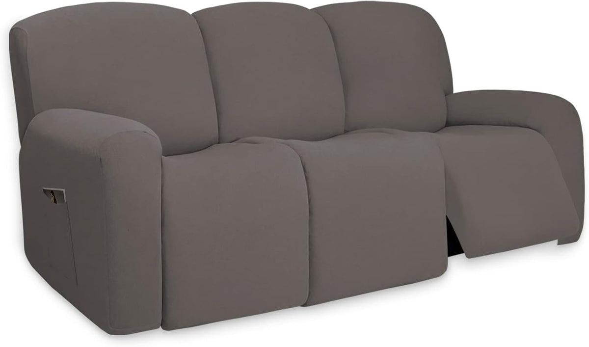 Stretch Couch Covers for Sofa Large Sofa Slipcovers Dark Gray | 1-Piece Spandex Couch cover Soft Couch protector, Sofa cover Washable with Non Skid Foam and Elastic Bottom for Kids, Dogs