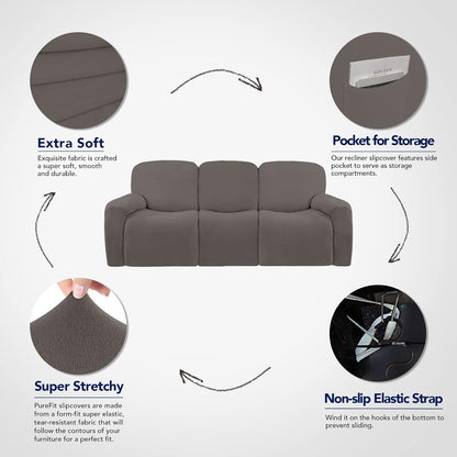 Stretch Couch Covers for Sofa Large Sofa Slipcovers Dark Gray | 1-Piece Spandex Couch cover Soft Couch protector, Sofa cover Washable with Non Skid Foam and Elastic Bottom for Kids, Dogs