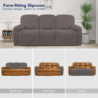 Stretch Couch Covers for Sofa Large Sofa Slipcovers Dark Gray | 1-Piece Spandex Couch cover Soft Couch protector, Sofa cover Washable with Non Skid Foam and Elastic Bottom for Kids, Dogs