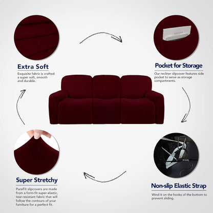 Stretch Couch Covers for Sofa Large Sofa Slipcovers Dark Gray | 1-Piece Spandex Couch cover Soft Couch protector, Sofa cover Washable with Non Skid Foam and Elastic Bottom for Kids, Dogs