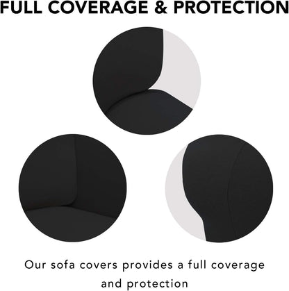 Stretch Couch Covers for Sofa Large Sofa Slipcovers Dark Gray | 1-Piece Spandex Couch cover Soft Couch protector, Sofa cover Washable with Non Skid Foam and Elastic Bottom for Kids, Dogs
