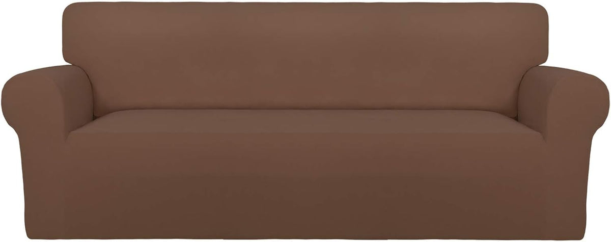Stretch Couch Covers for Sofa Large Sofa Slipcovers Dark Gray | 1-Piece Spandex Couch cover Soft Couch protector, Sofa cover Washable with Non Skid Foam and Elastic Bottom for Kids, Dogs