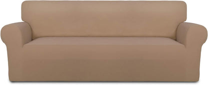 Stretch Couch Covers for Sofa Large Sofa Slipcovers Dark Gray | 1-Piece Spandex Couch cover Soft Couch protector, Sofa cover Washable with Non Skid Foam and Elastic Bottom for Kids, Dogs