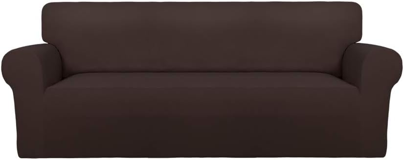 Stretch Couch Covers for Sofa Large Sofa Slipcovers Dark Gray | 1-Piece Spandex Couch cover Soft Couch protector, Sofa cover Washable with Non Skid Foam and Elastic Bottom for Kids, Dogs