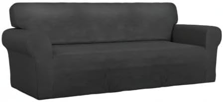 Stretch Couch Covers for Sofa Large Sofa Slipcovers Dark Gray | 1-Piece Spandex Couch cover Soft Couch protector, Sofa cover Washable with Non Skid Foam and Elastic Bottom for Kids, Dogs