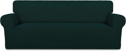 Stretch Couch Covers for Sofa Large Sofa Slipcovers Dark Gray | 1-Piece Spandex Couch cover Soft Couch protector, Sofa cover Washable with Non Skid Foam and Elastic Bottom for Kids, Dogs
