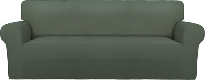 Stretch Couch Covers for Sofa Large Sofa Slipcovers Dark Gray | 1-Piece Spandex Couch cover Soft Couch protector, Sofa cover Washable with Non Skid Foam and Elastic Bottom for Kids, Dogs