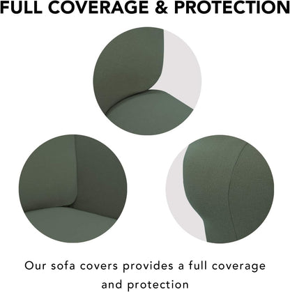 Stretch Couch Covers for Sofa Large Sofa Slipcovers Dark Gray | 1-Piece Spandex Couch cover Soft Couch protector, Sofa cover Washable with Non Skid Foam and Elastic Bottom for Kids, Dogs