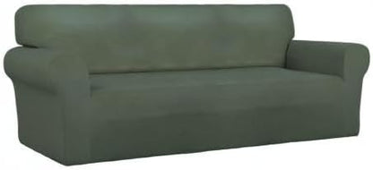 Stretch Couch Covers for Sofa Large Sofa Slipcovers Dark Gray | 1-Piece Spandex Couch cover Soft Couch protector, Sofa cover Washable with Non Skid Foam and Elastic Bottom for Kids, Dogs