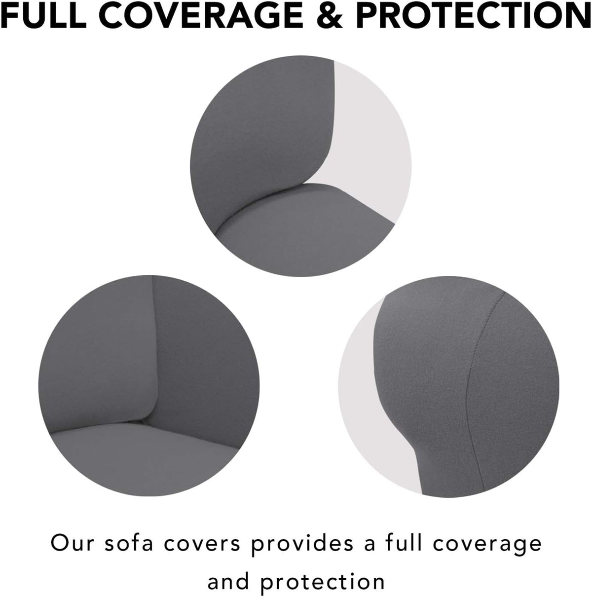 Stretch Couch Covers for Sofa Large Sofa Slipcovers Dark Gray | 1-Piece Spandex Couch cover Soft Couch protector, Sofa cover Washable with Non Skid Foam and Elastic Bottom for Kids, Dogs