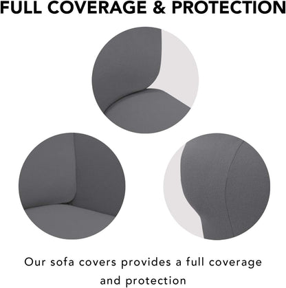 Stretch Couch Covers for Sofa Large Sofa Slipcovers Dark Gray | 1-Piece Spandex Couch cover Soft Couch protector, Sofa cover Washable with Non Skid Foam and Elastic Bottom for Kids, Dogs