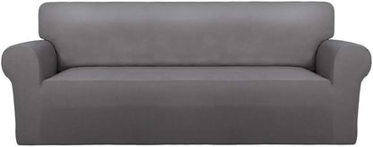 Stretch Couch Covers for Sofa Large Sofa Slipcovers Dark Gray | 1-Piece Spandex Couch cover Soft Couch protector, Sofa cover Washable with Non Skid Foam and Elastic Bottom for Kids, Dogs