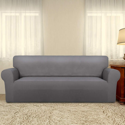 Stretch Couch Covers for Sofa Large Sofa Slipcovers Dark Gray | 1-Piece Spandex Couch cover Soft Couch protector, Sofa cover Washable with Non Skid Foam and Elastic Bottom for Kids, Dogs