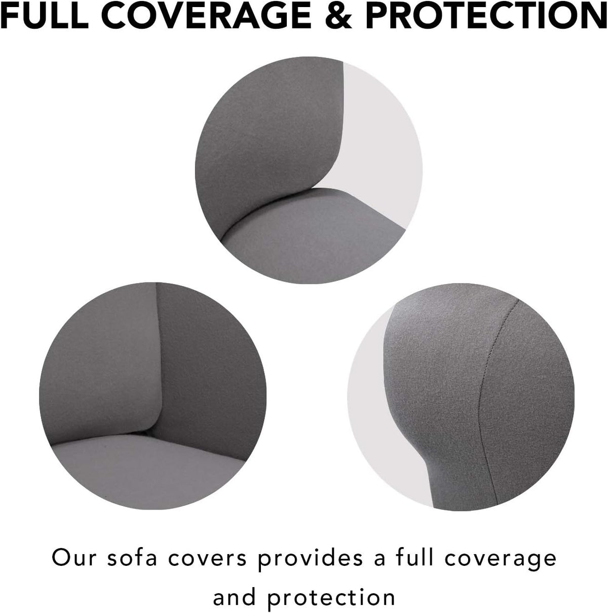 Stretch Couch Covers for Sofa Large Sofa Slipcovers Dark Gray | 1-Piece Spandex Couch cover Soft Couch protector, Sofa cover Washable with Non Skid Foam and Elastic Bottom for Kids, Dogs