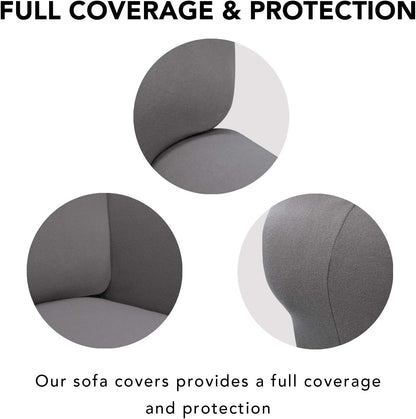 Stretch Couch Covers for Sofa Large Sofa Slipcovers Dark Gray | 1-Piece Spandex Couch cover Soft Couch protector, Sofa cover Washable with Non Skid Foam and Elastic Bottom for Kids, Dogs