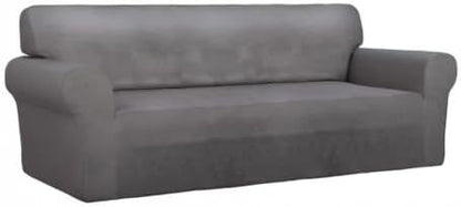Stretch Couch Covers for Sofa Large Sofa Slipcovers Dark Gray | 1-Piece Spandex Couch cover Soft Couch protector, Sofa cover Washable with Non Skid Foam and Elastic Bottom for Kids, Dogs