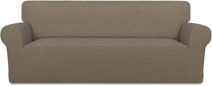 Stretch Couch Covers for Sofa Large Sofa Slipcovers Dark Gray | 1-Piece Spandex Couch cover Soft Couch protector, Sofa cover Washable with Non Skid Foam and Elastic Bottom for Kids, Dogs