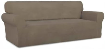 Stretch Couch Covers for Sofa Large Sofa Slipcovers Dark Gray | 1-Piece Spandex Couch cover Soft Couch protector, Sofa cover Washable with Non Skid Foam and Elastic Bottom for Kids, Dogs