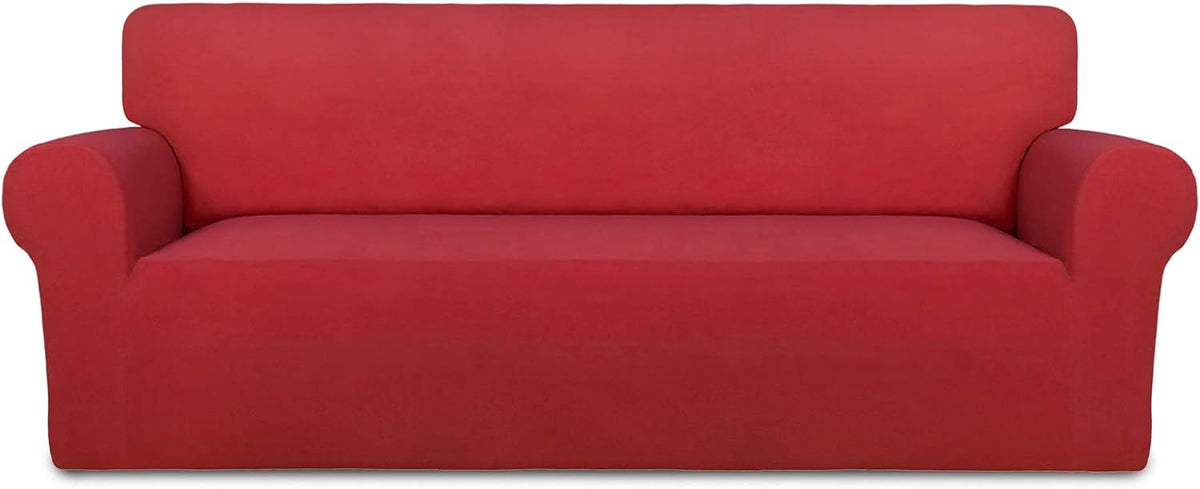 Stretch Couch Covers for Sofa Large Sofa Slipcovers Dark Gray | 1-Piece Spandex Couch cover Soft Couch protector, Sofa cover Washable with Non Skid Foam and Elastic Bottom for Kids, Dogs