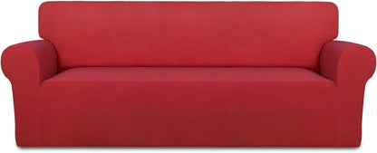 Stretch Couch Covers for Sofa Large Sofa Slipcovers Dark Gray | 1-Piece Spandex Couch cover Soft Couch protector, Sofa cover Washable with Non Skid Foam and Elastic Bottom for Kids, Dogs
