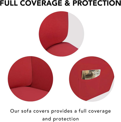 Stretch Couch Covers for Sofa Large Sofa Slipcovers Dark Gray | 1-Piece Spandex Couch cover Soft Couch protector, Sofa cover Washable with Non Skid Foam and Elastic Bottom for Kids, Dogs