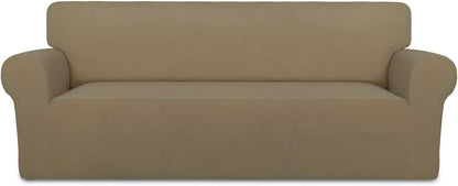 Stretch Couch Covers for Sofa Large Sofa Slipcovers Dark Gray | 1-Piece Spandex Couch cover Soft Couch protector, Sofa cover Washable with Non Skid Foam and Elastic Bottom for Kids, Dogs