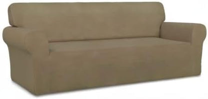 Stretch Couch Covers for Sofa Large Sofa Slipcovers Dark Gray | 1-Piece Spandex Couch cover Soft Couch protector, Sofa cover Washable with Non Skid Foam and Elastic Bottom for Kids, Dogs