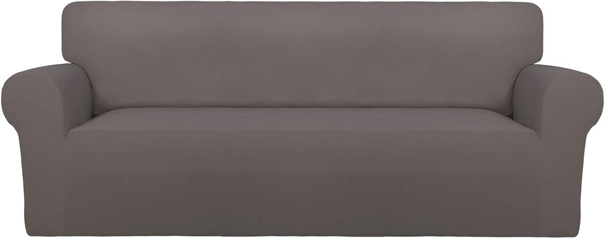 Stretch Couch Covers for Sofa Large Sofa Slipcovers Dark Gray | 1-Piece Spandex Couch cover Soft Couch protector, Sofa cover Washable with Non Skid Foam and Elastic Bottom for Kids, Dogs
