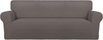 Stretch Couch Covers for Sofa Large Sofa Slipcovers Dark Gray | 1-Piece Spandex Couch cover Soft Couch protector, Sofa cover Washable with Non Skid Foam and Elastic Bottom for Kids, Dogs
