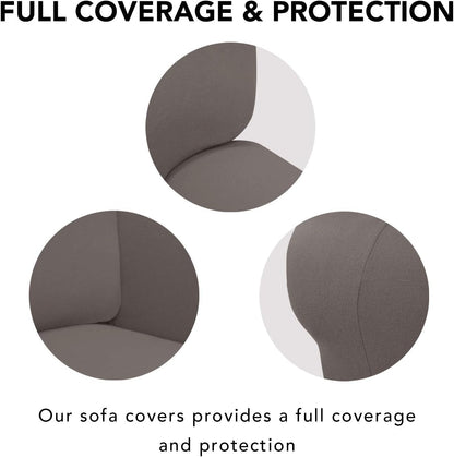 Stretch Couch Covers for Sofa Large Sofa Slipcovers Dark Gray | 1-Piece Spandex Couch cover Soft Couch protector, Sofa cover Washable with Non Skid Foam and Elastic Bottom for Kids, Dogs