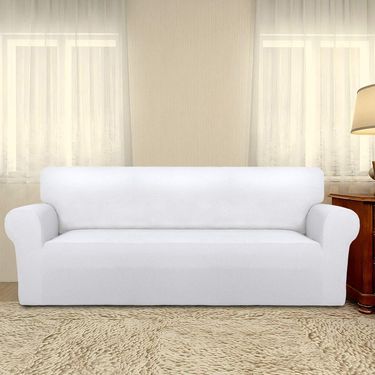 Stretch Couch Covers for Sofa Large Sofa Slipcovers Dark Gray | 1-Piece Spandex Couch cover Soft Couch protector, Sofa cover Washable with Non Skid Foam and Elastic Bottom for Kids, Dogs