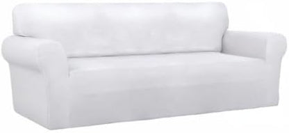 Stretch Couch Covers for Sofa Large Sofa Slipcovers Dark Gray | 1-Piece Spandex Couch cover Soft Couch protector, Sofa cover Washable with Non Skid Foam and Elastic Bottom for Kids, Dogs