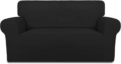 Stretch Couch Covers for Sofa Large Sofa Slipcovers Dark Gray | 1-Piece Spandex Couch cover Soft Couch protector, Sofa cover Washable with Non Skid Foam and Elastic Bottom for Kids, Dogs