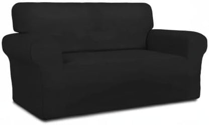 Stretch Couch Covers for Sofa Large Sofa Slipcovers Dark Gray | 1-Piece Spandex Couch cover Soft Couch protector, Sofa cover Washable with Non Skid Foam and Elastic Bottom for Kids, Dogs