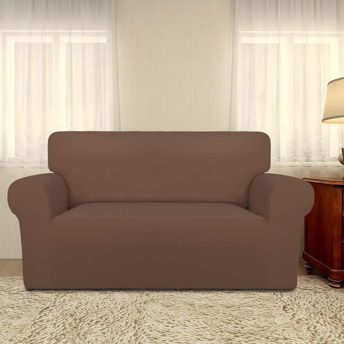 Stretch Couch Covers for Sofa Large Sofa Slipcovers Dark Gray | 1-Piece Spandex Couch cover Soft Couch protector, Sofa cover Washable with Non Skid Foam and Elastic Bottom for Kids, Dogs