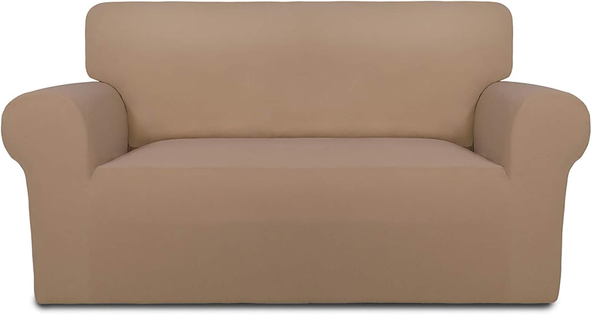 Stretch Couch Covers for Sofa Large Sofa Slipcovers Dark Gray | 1-Piece Spandex Couch cover Soft Couch protector, Sofa cover Washable with Non Skid Foam and Elastic Bottom for Kids, Dogs