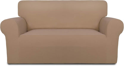 Stretch Couch Covers for Sofa Large Sofa Slipcovers Dark Gray | 1-Piece Spandex Couch cover Soft Couch protector, Sofa cover Washable with Non Skid Foam and Elastic Bottom for Kids, Dogs