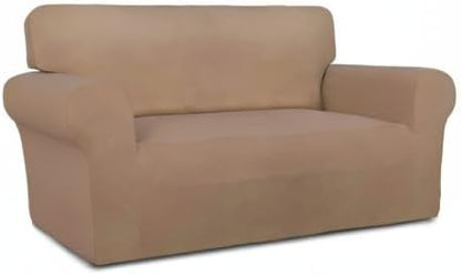 Stretch Couch Covers for Sofa Large Sofa Slipcovers Dark Gray | 1-Piece Spandex Couch cover Soft Couch protector, Sofa cover Washable with Non Skid Foam and Elastic Bottom for Kids, Dogs