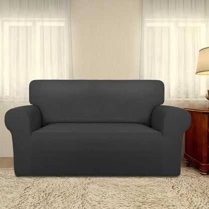 Stretch Couch Covers for Sofa Large Sofa Slipcovers Dark Gray | 1-Piece Spandex Couch cover Soft Couch protector, Sofa cover Washable with Non Skid Foam and Elastic Bottom for Kids, Dogs