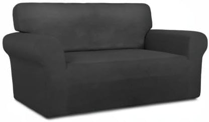 Stretch Couch Covers for Sofa Large Sofa Slipcovers Dark Gray | 1-Piece Spandex Couch cover Soft Couch protector, Sofa cover Washable with Non Skid Foam and Elastic Bottom for Kids, Dogs
