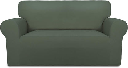 Stretch Couch Covers for Sofa Large Sofa Slipcovers Dark Gray | 1-Piece Spandex Couch cover Soft Couch protector, Sofa cover Washable with Non Skid Foam and Elastic Bottom for Kids, Dogs